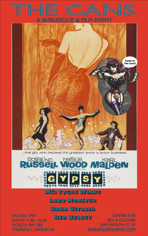 Poster for the film "Gypsy" with The Cans' performers' information on it