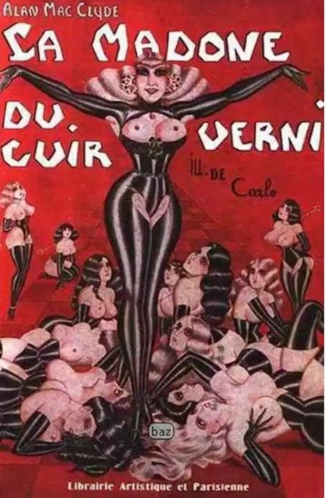 La Madame du Cuir Verni (The Mistress of Patent Leather) book cover: central mistress figure with partially naked women around her
