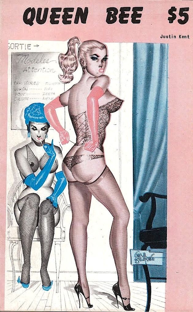 Queen Bee book cover: Standing and seated women in stockings, high heels, and lingerie