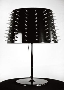 Lamp with spikes coming out of the shade